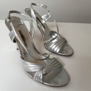 Charles David silver high heel stiletto sandal